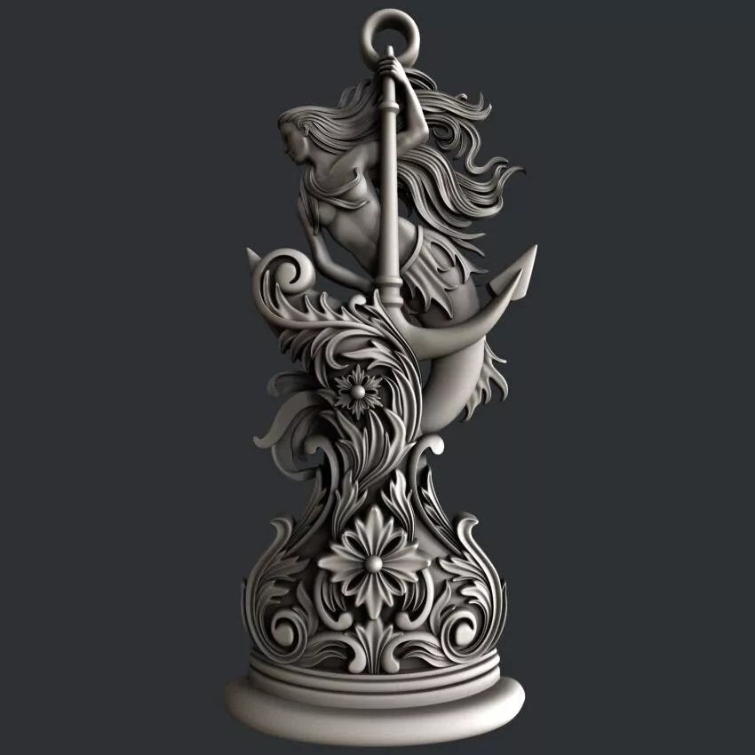 3d STL models for CNC router or 3dprinter Mermaid 3D model