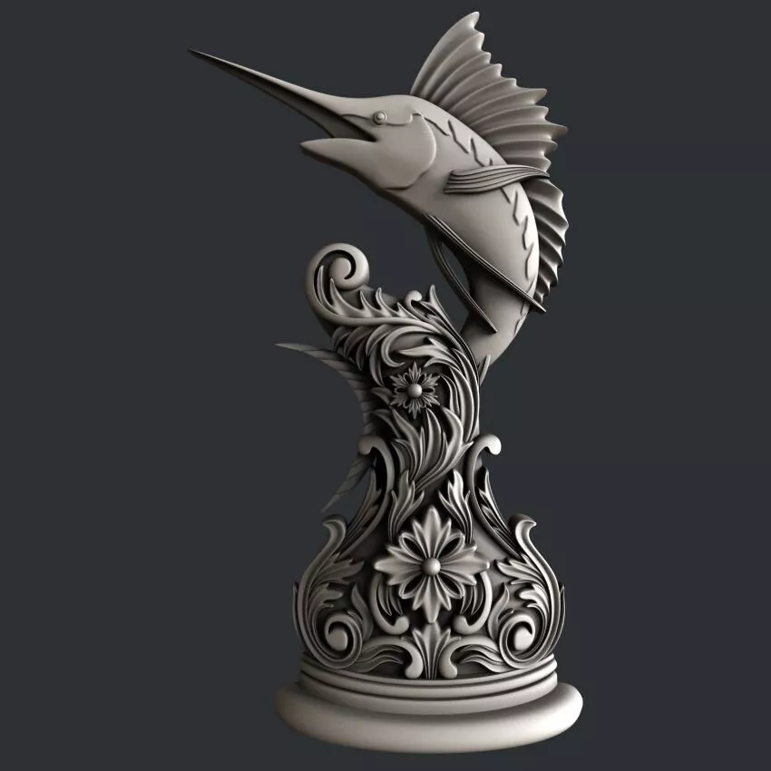 3d STL models for CNC router or 3dprinter fish 3D model