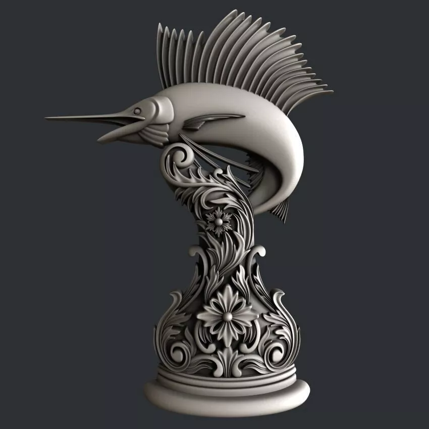 3d STL models for CNC router or 3dprinter swordfish 3D model