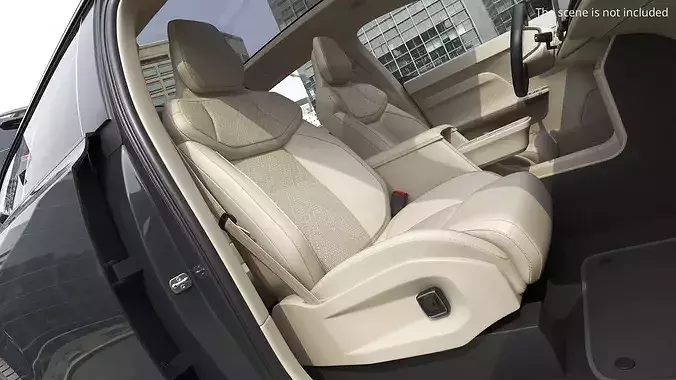 Premium Automotive Seat Beige 3D model 2
