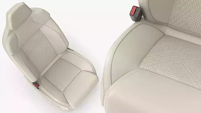 Premium Automotive Seat Beige 3D model 4