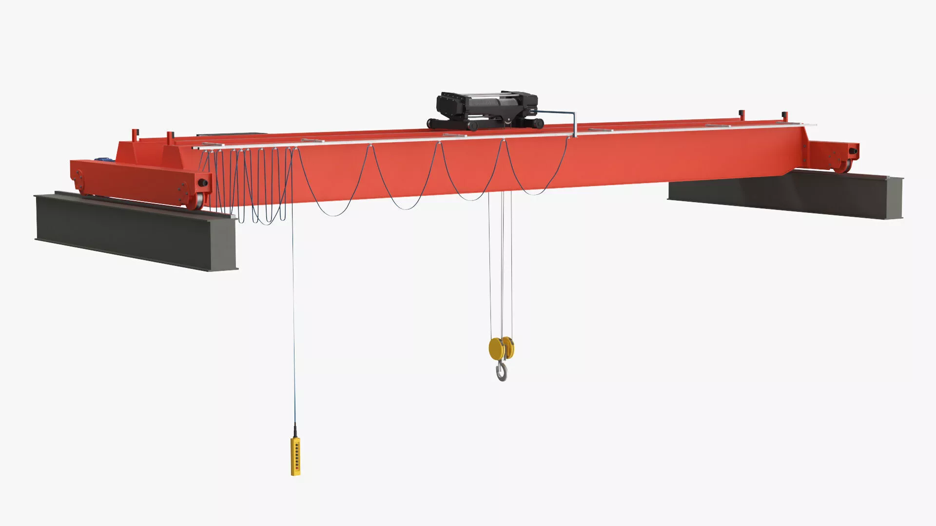 Machinery Overhead Crane Single Beam Orange Rigged 3D model