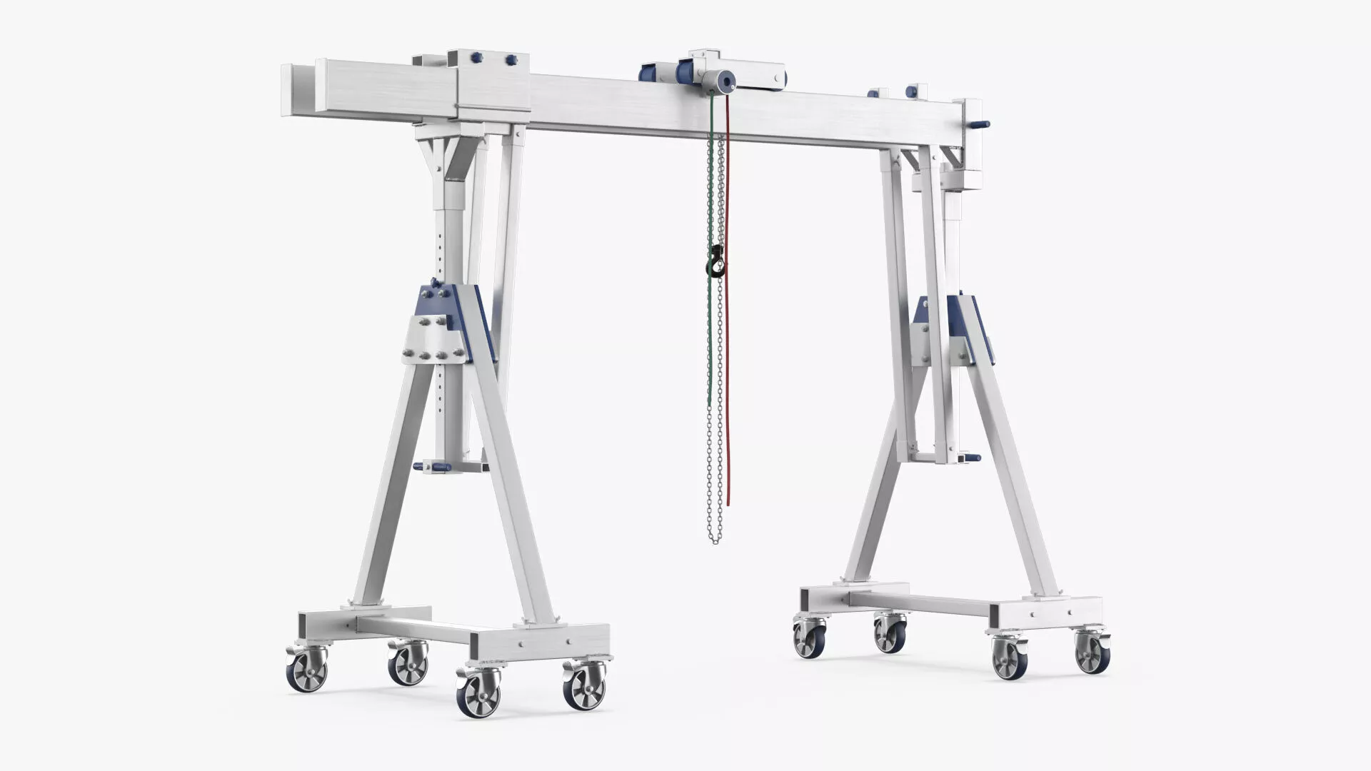Adjustable Manual Gantry Crane Tool Silver Rigged 3D model