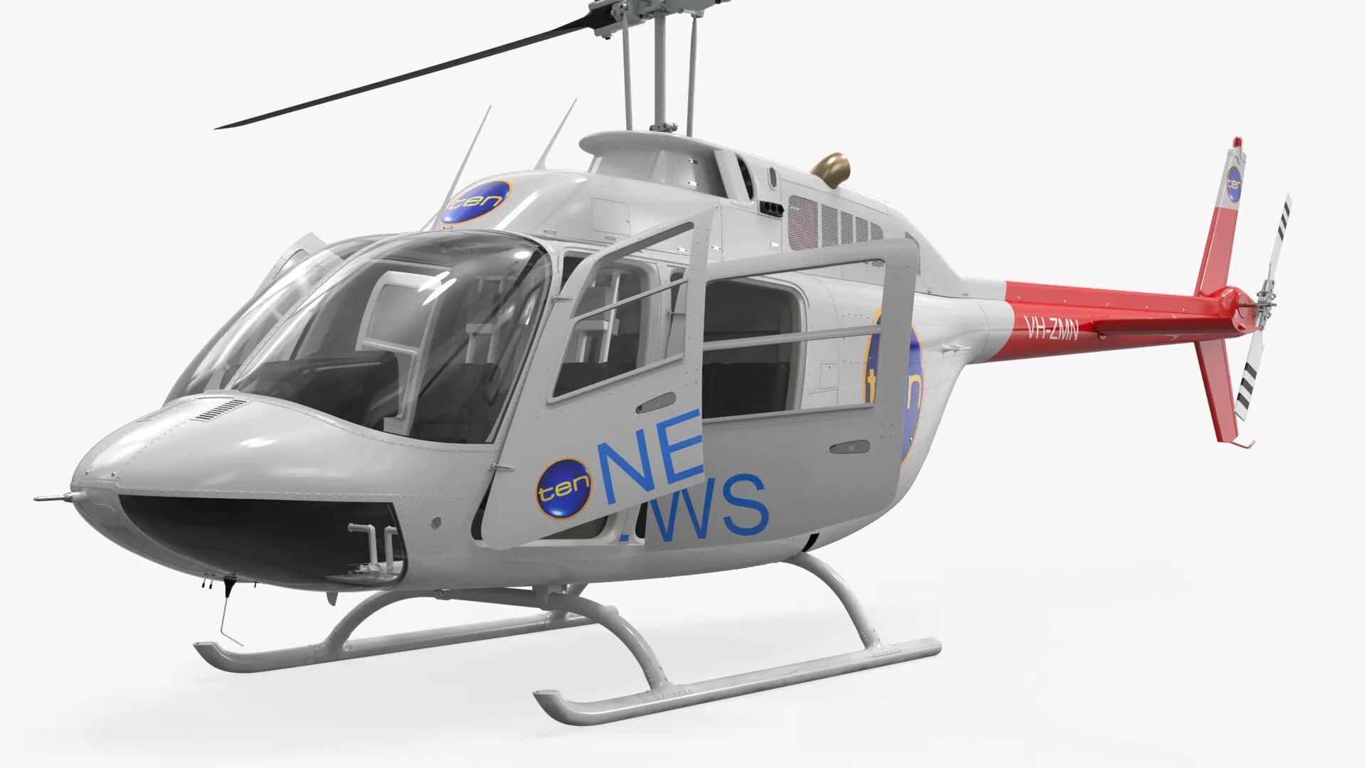 Bell 206B JetRanger III Helicopter Ten News Rigged for Cinema 4D 3D model