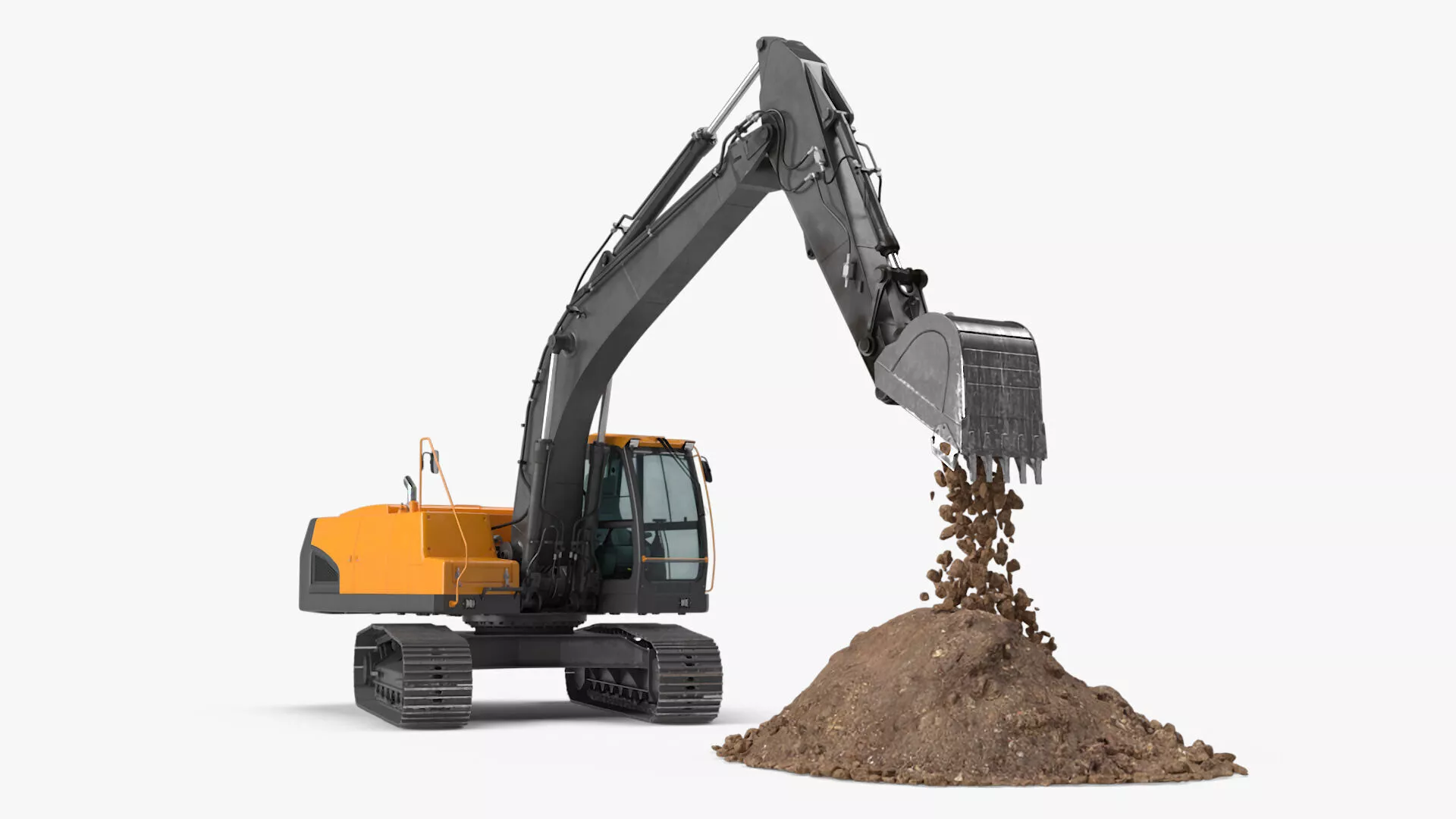 Excavator with Pile of Soil Rigged for Maya 3D model
