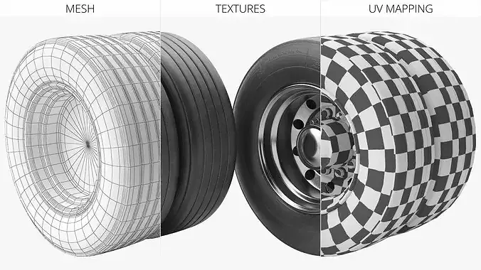 Industrial Transport Twin Wheel 3D model 6