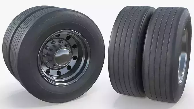 Industrial Transport Twin Wheel 3D model 3