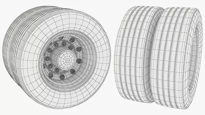 Industrial Transport Twin Wheel 3D model 7