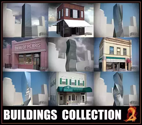 Buildings collection 2 tall skyscraper in minecraft Low-poly 3D model
