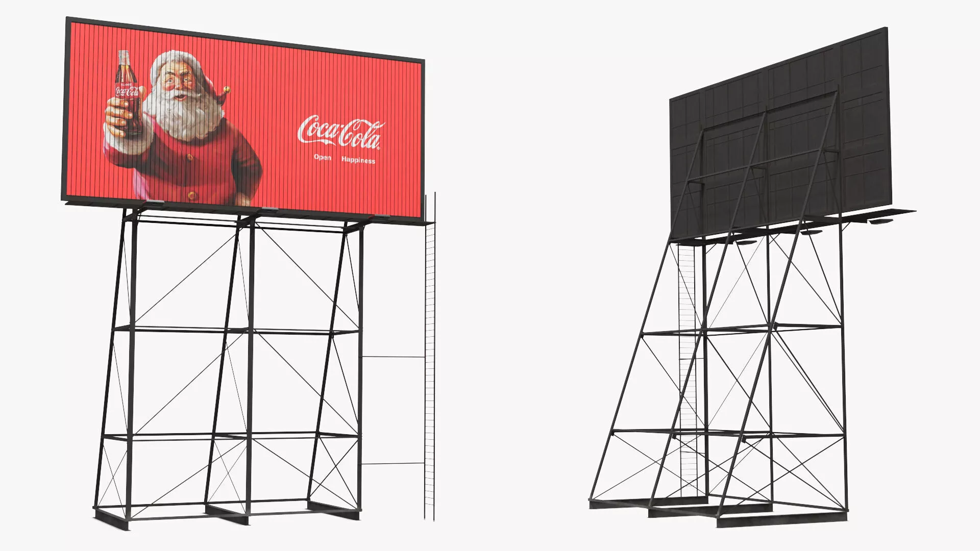 Rotating Panel Billboard with Ladder Brand Old Rigged for Maya 3D model