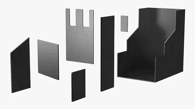 Organizer Multi Slot Plastic Black 3D model 6