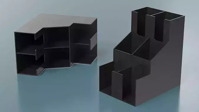 Organizer Multi Slot Plastic Black 3D model 2