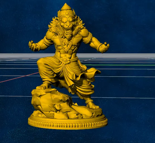 narasimha hindu god gold silver locket 3D print model