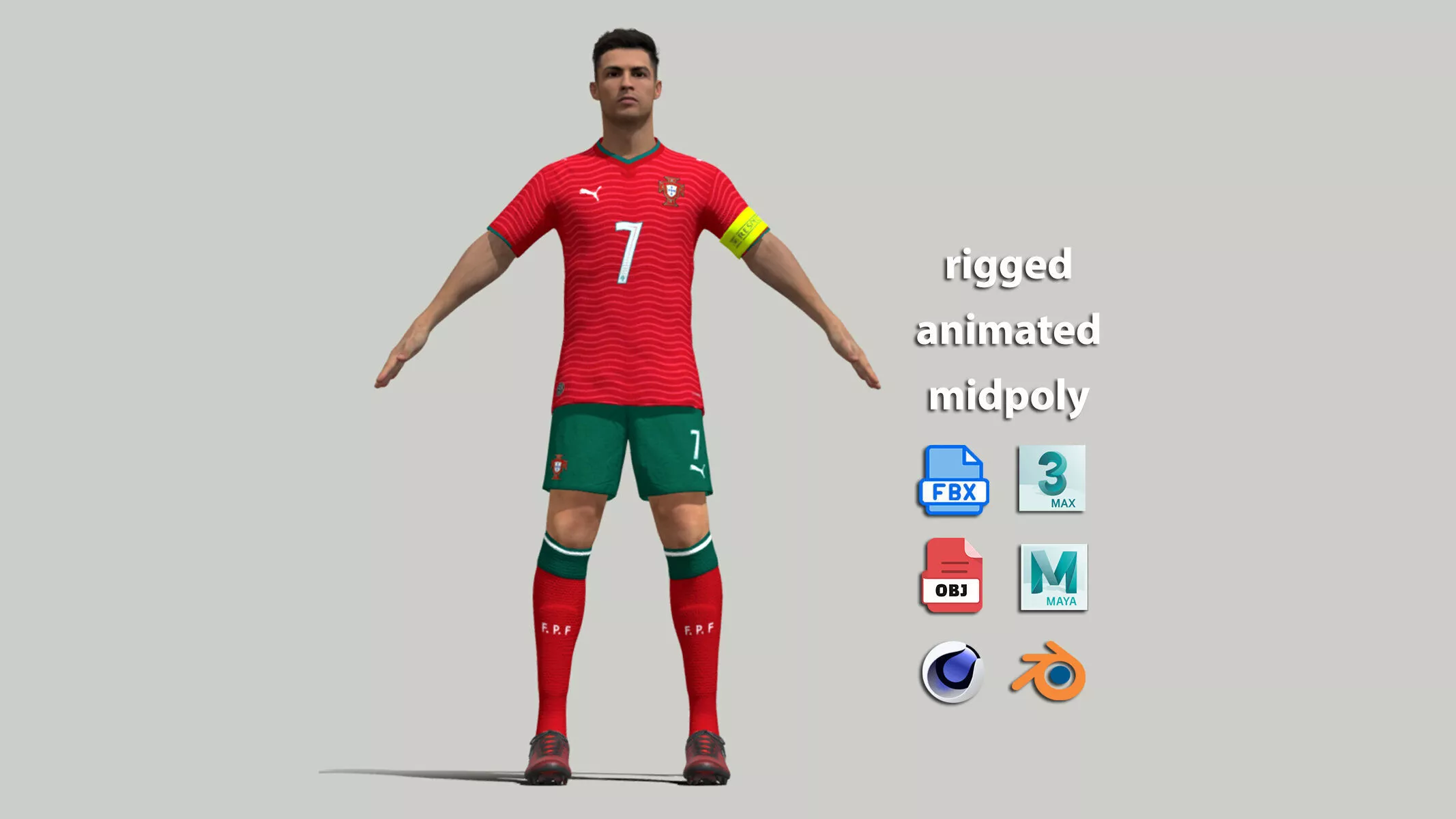 A-Pose Rigged Ronaldo Worldcup 2026 3D model