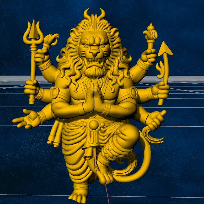 narasimha hindu god gold silver locket 3D print model