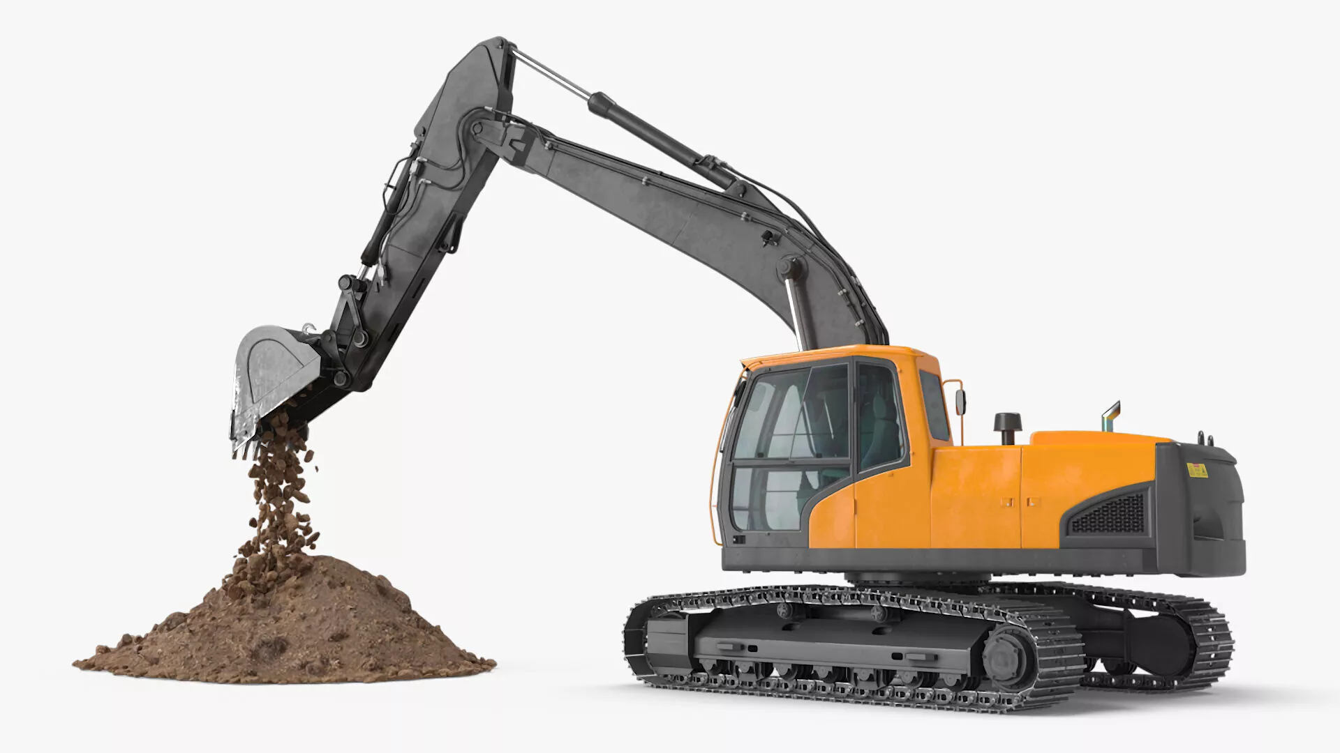 Excavator with Pile of Soil Rigged for Cinema 4D 3D model