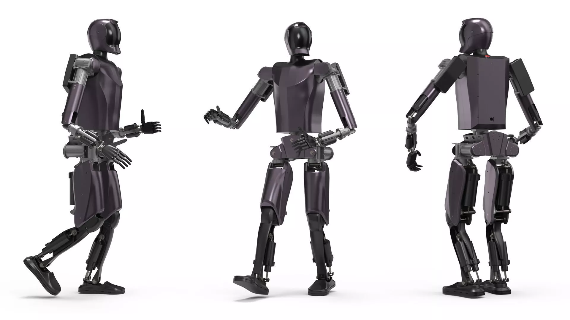 Automation Biped Robot Purple Rigged 3D model