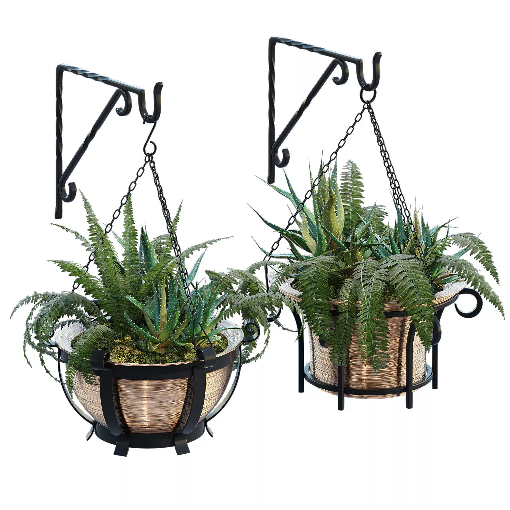 Outdoor hanging baskets two 3D model