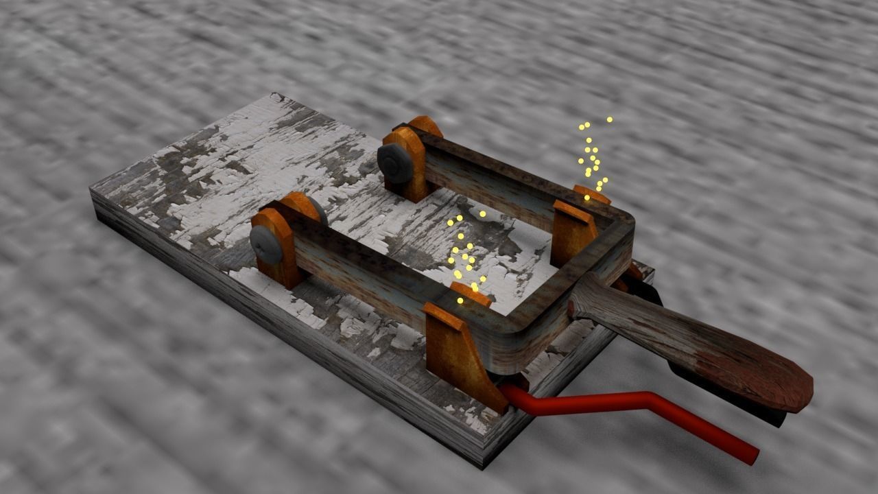 Electric Chair Switch with Sparks 3D model_0