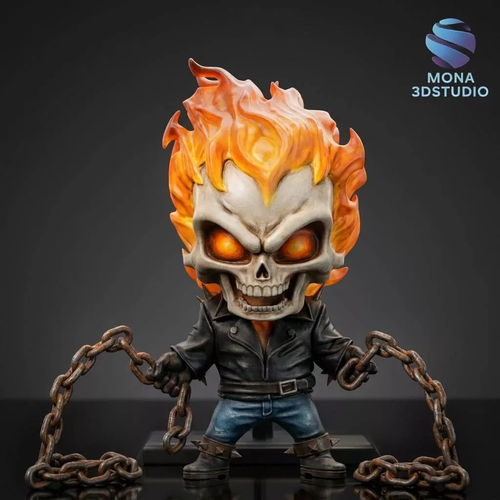 Ghost Rider Chibi 3D Model - Pre-supported STL Figurine 3D print model