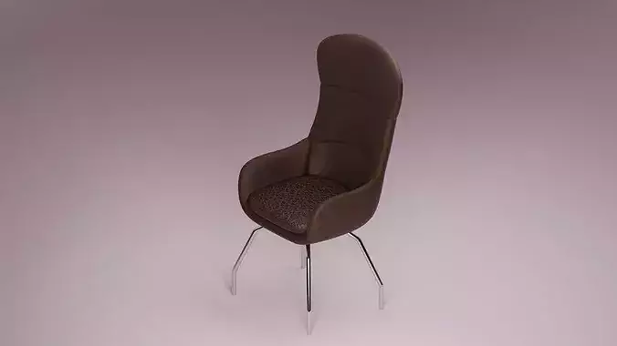 Modern Executive Leather Armchair - High-Back Desk Chair 3D model 2