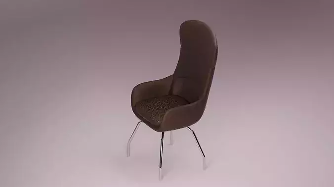 Modern Executive Leather Armchair - High-Back Desk Chair 3D model 3