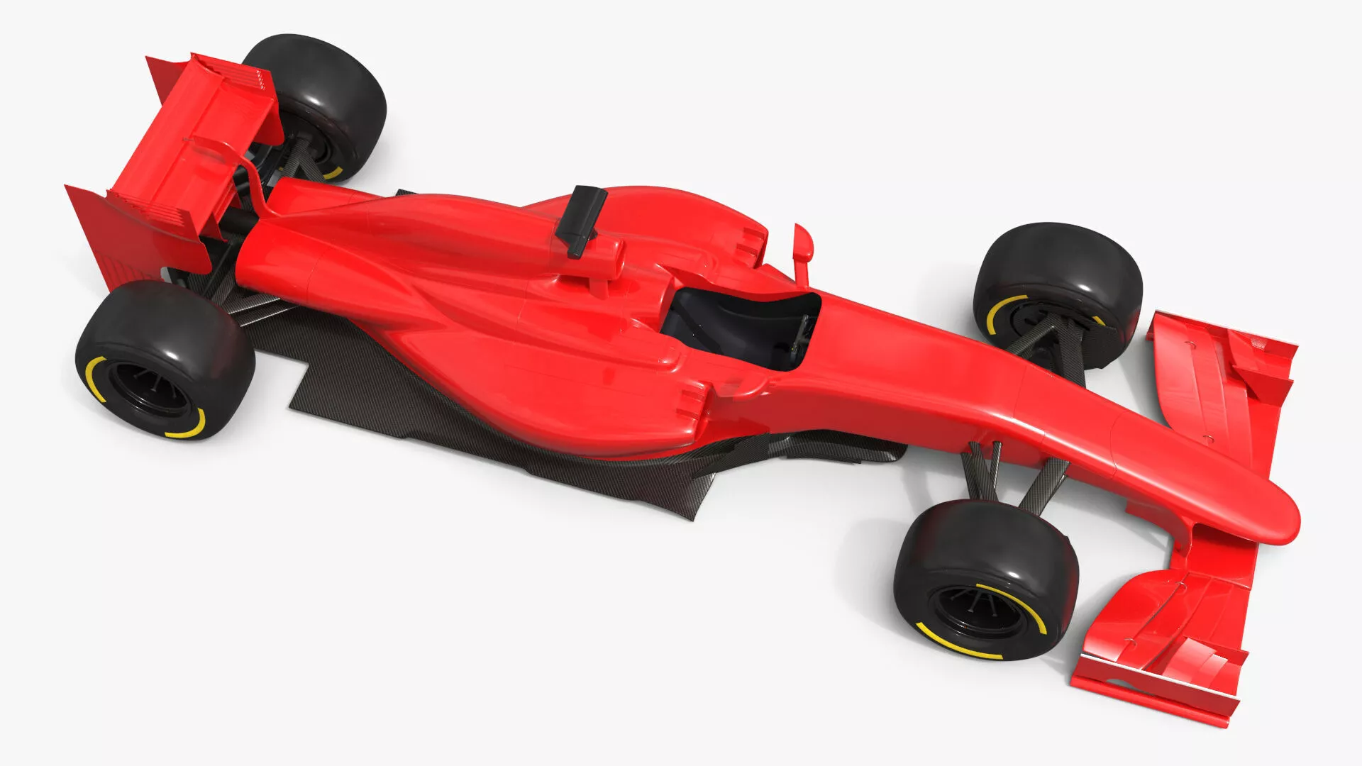 Formula One Racing Car with Rear Wing Red Rigged for Cinema 4D 3D model