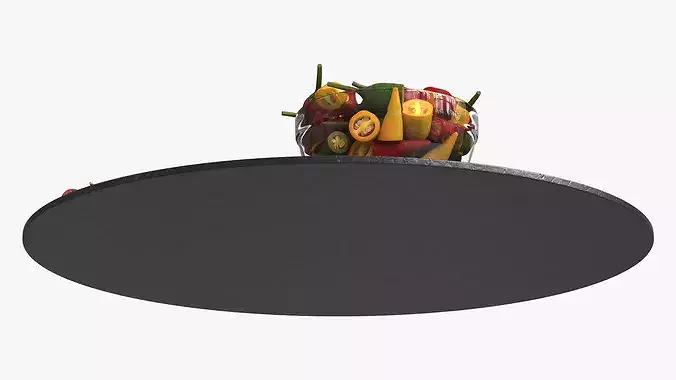 Sliced Chili Peppers on Cutting Board Multicolor 3D model 4