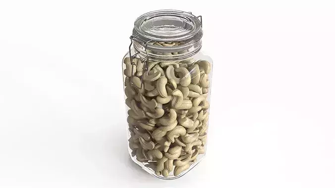 Cashew Kernels in Glass Storage Jar 3D model