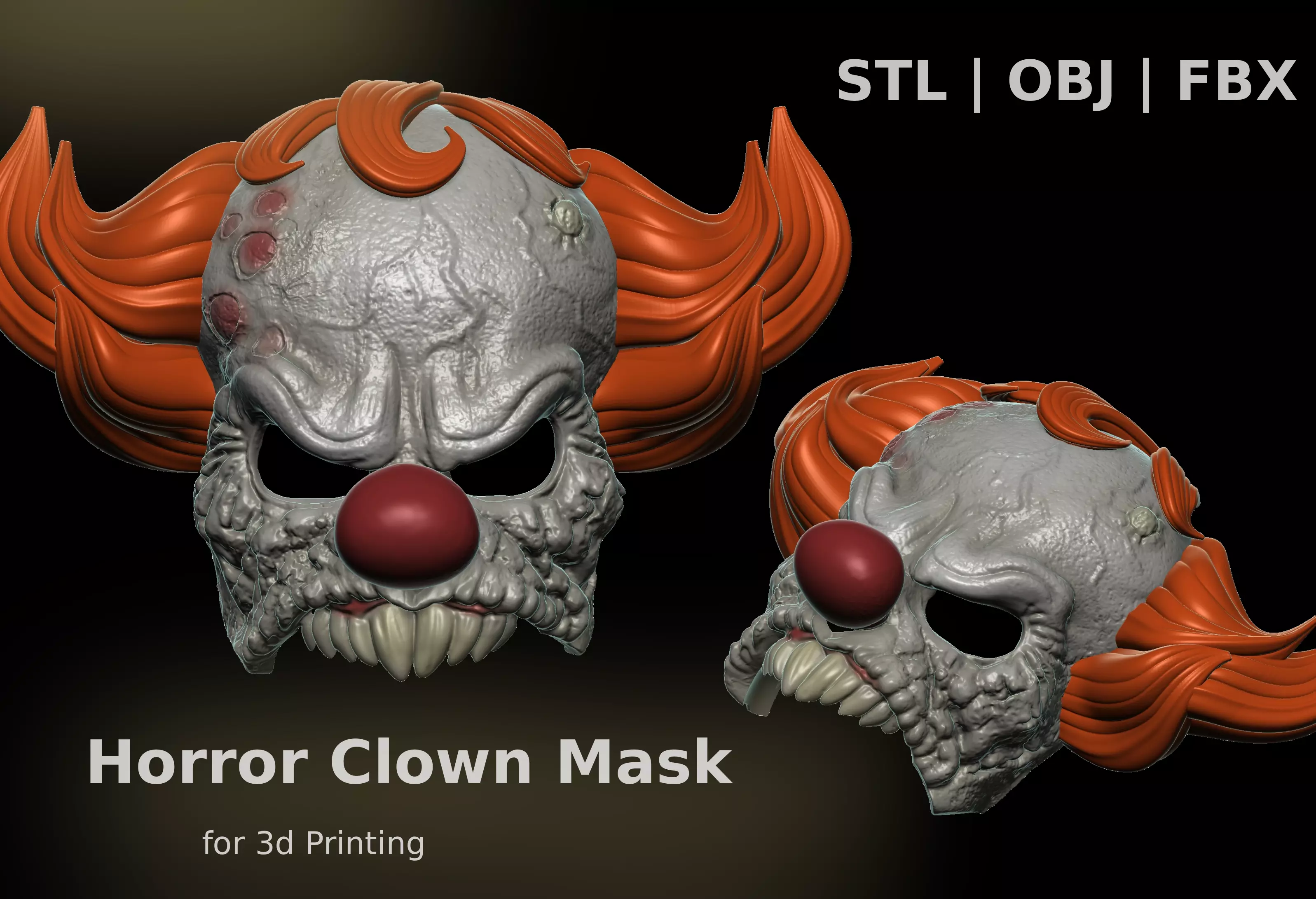 Halloween IT Inspired Clown Mask Horror 3D Print Model 3D print model