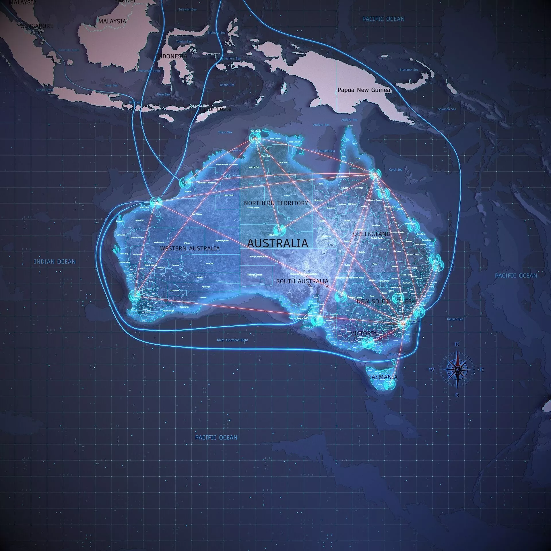 Australia 3d Map-Sci-Fi Hologram 3D model