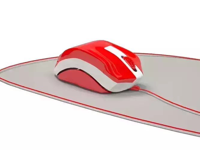 Mouse Keyboard  Computer Mouse Red White 3D print model