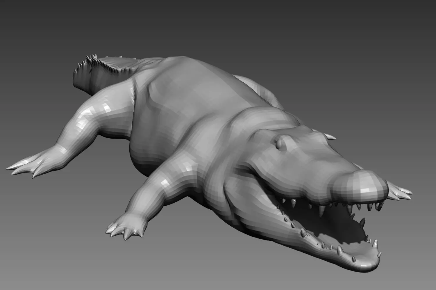 Crocodile base mesh for Zbrush 3D model_0