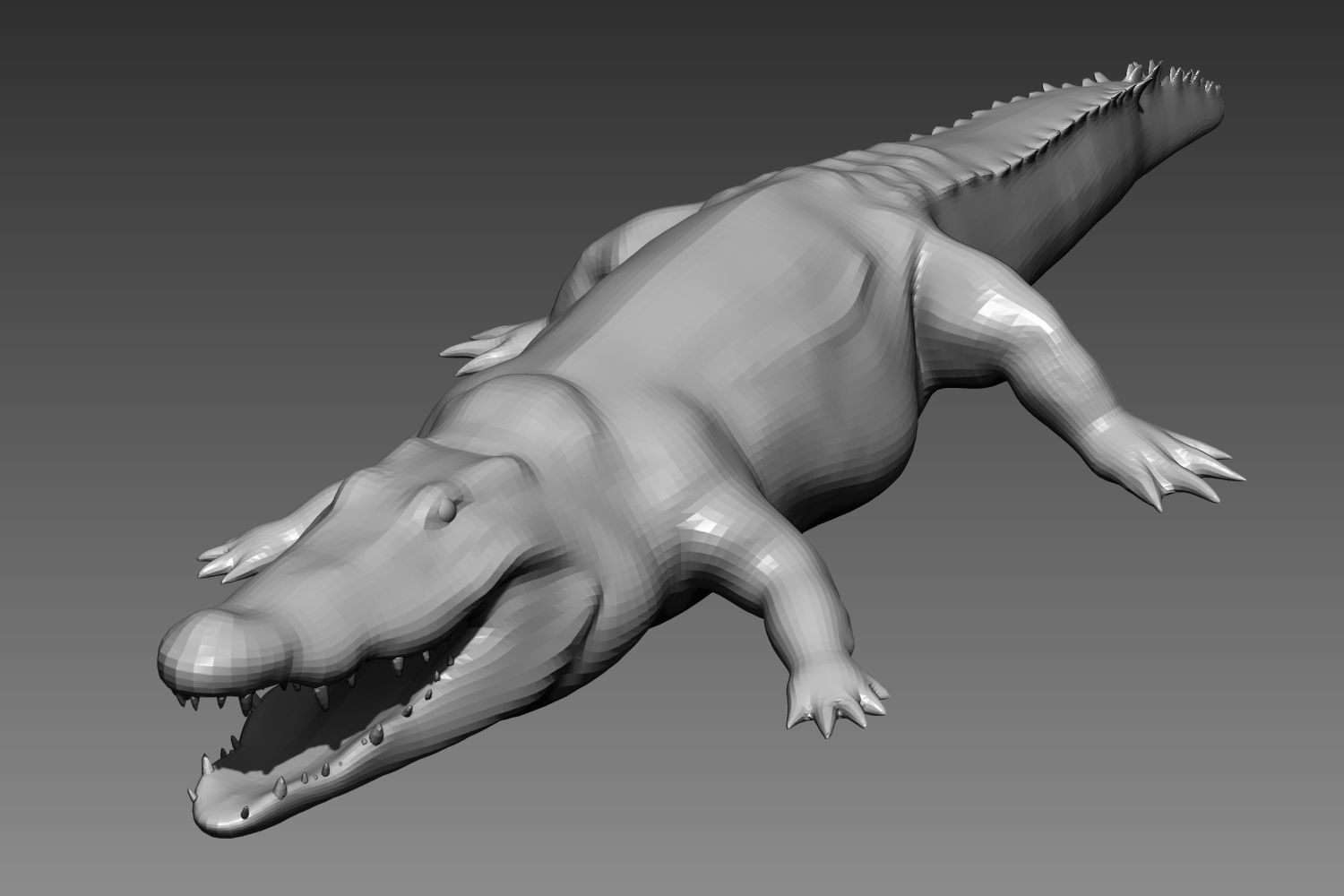 Crocodile base mesh for Zbrush 3D model_1