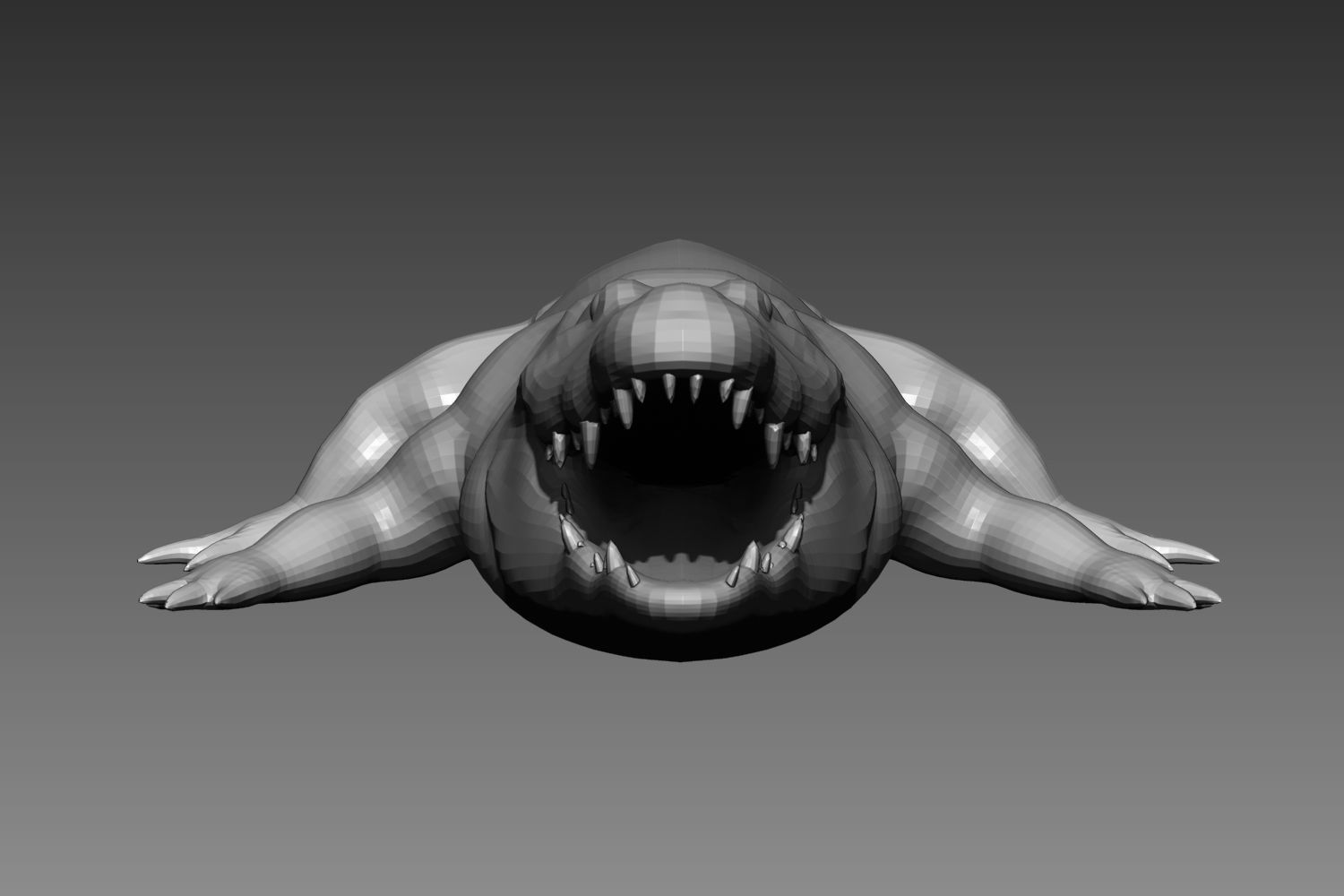Crocodile base mesh for Zbrush 3D model_2