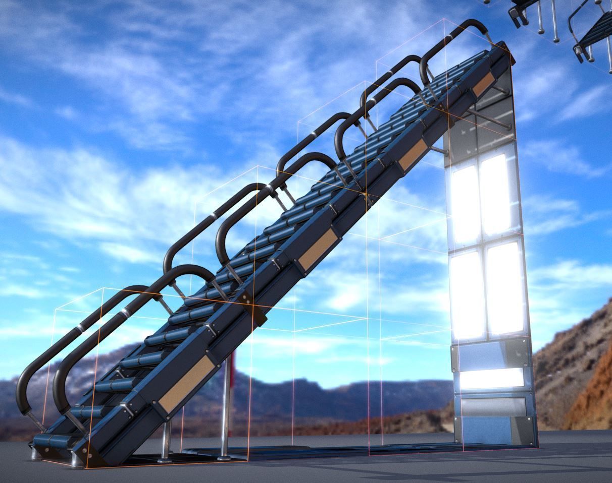 Sci-Fi Stairs Collection Blue Version Low-poly 3D model_5