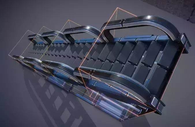 Sci-Fi Stairs Collection Blue Version Low-poly 3D model Sci-Fi Stairs Collection Blue Version Low-poly 3D model