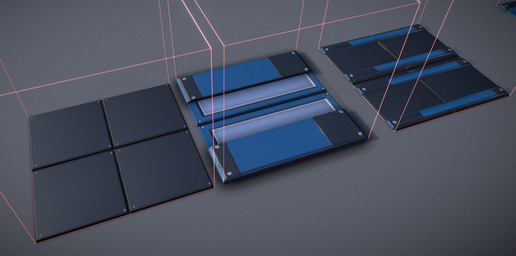 Sci-Fi Stairs Collection Blue Version Low-poly 3D model_7