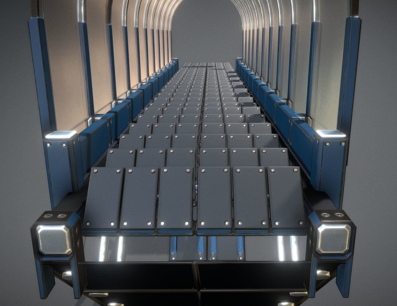 Sci-Fi Stairs Collection Blue Version Low-poly 3D model_15