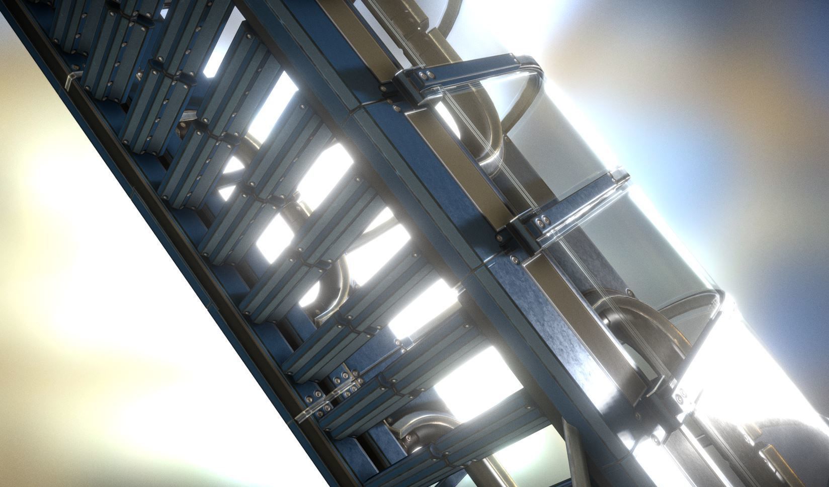 Sci-Fi Stairs Collection Blue Version Low-poly 3D model_18