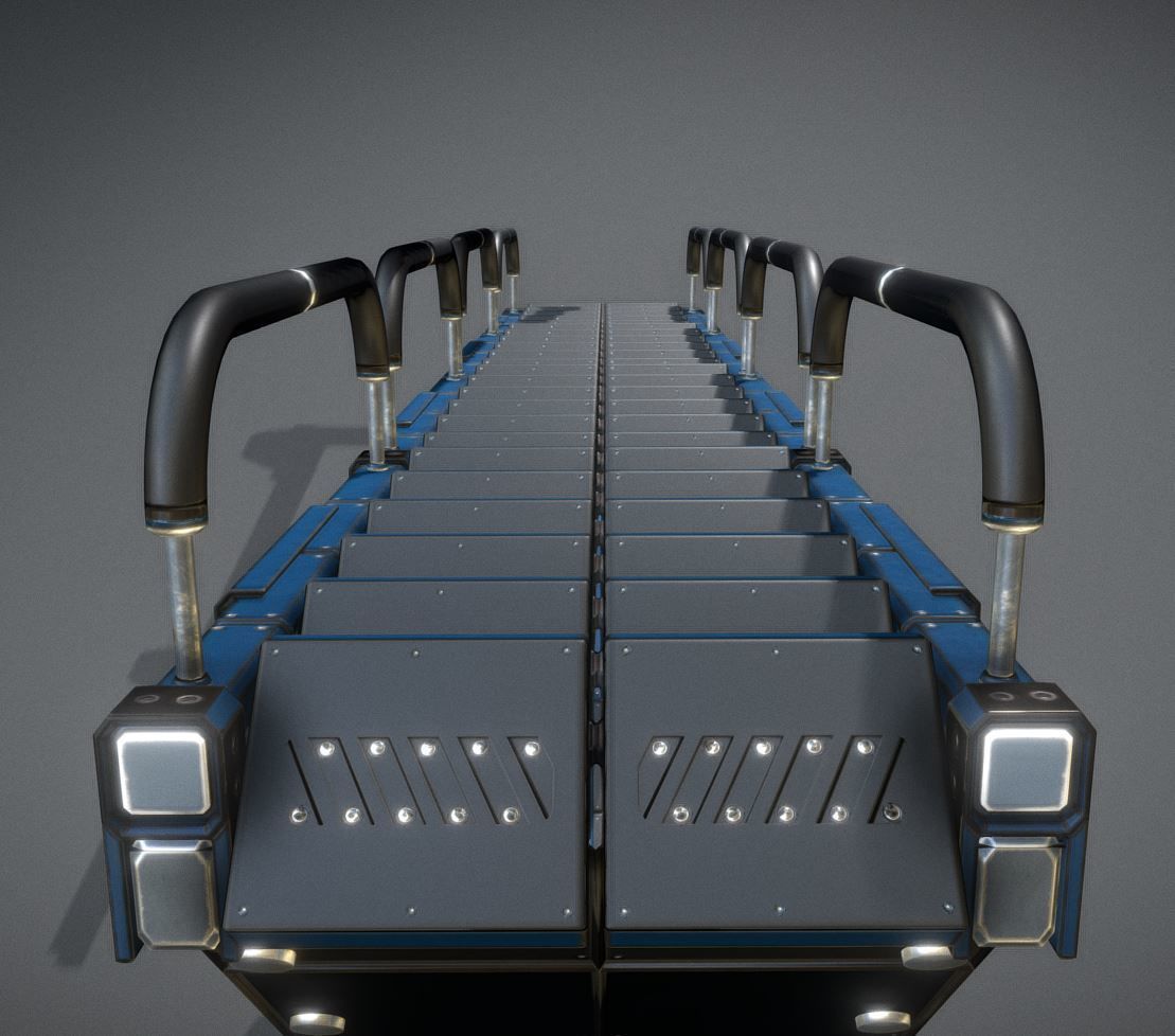 Sci-Fi Stairs Collection Blue Version Low-poly 3D model_12