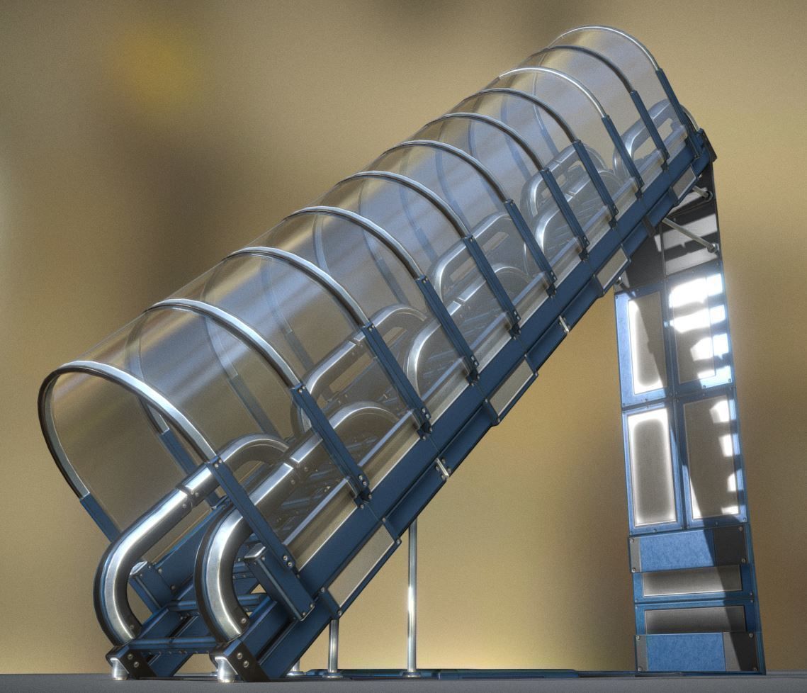 Sci-Fi Stairs Collection Blue Version Low-poly 3D model_11