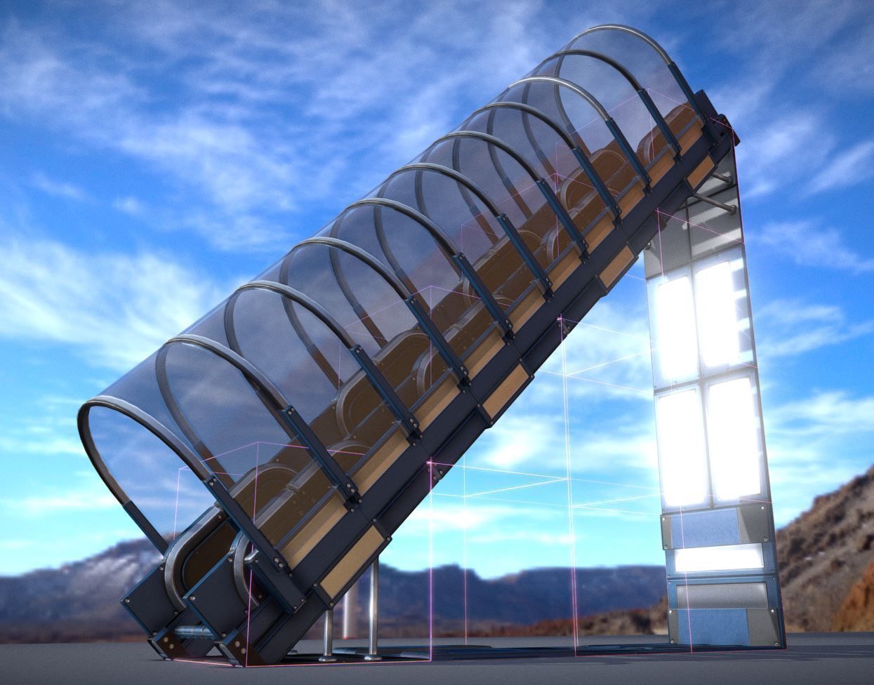 Sci-Fi Stairs Collection Blue Version Low-poly 3D model_6