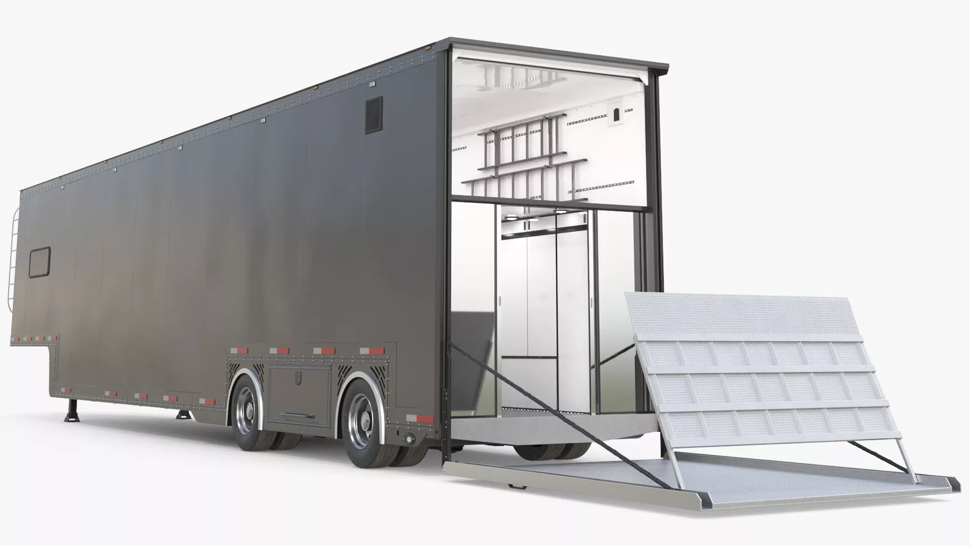 Automotive Race Carrier Trailer with Interior Rigged 3D model