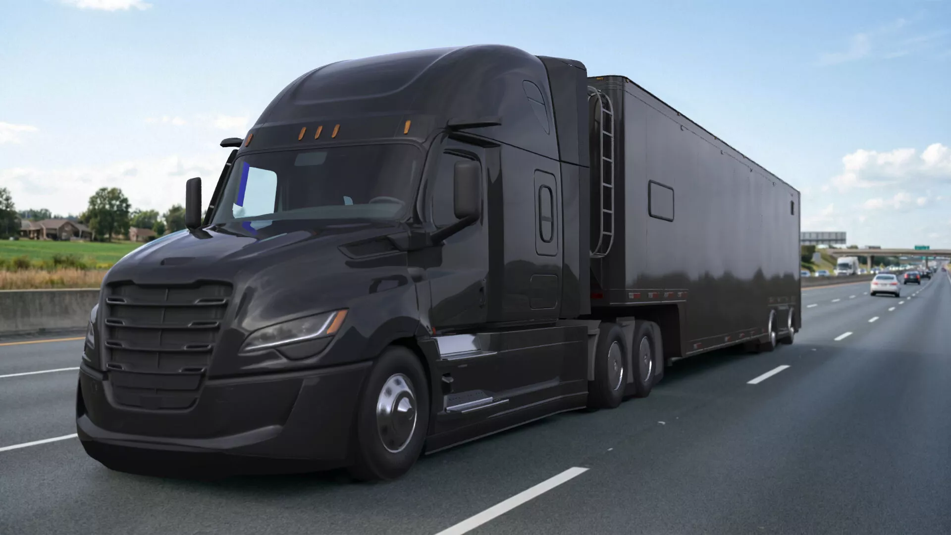 Truck with Race Transport Trailer Simplified 3D model