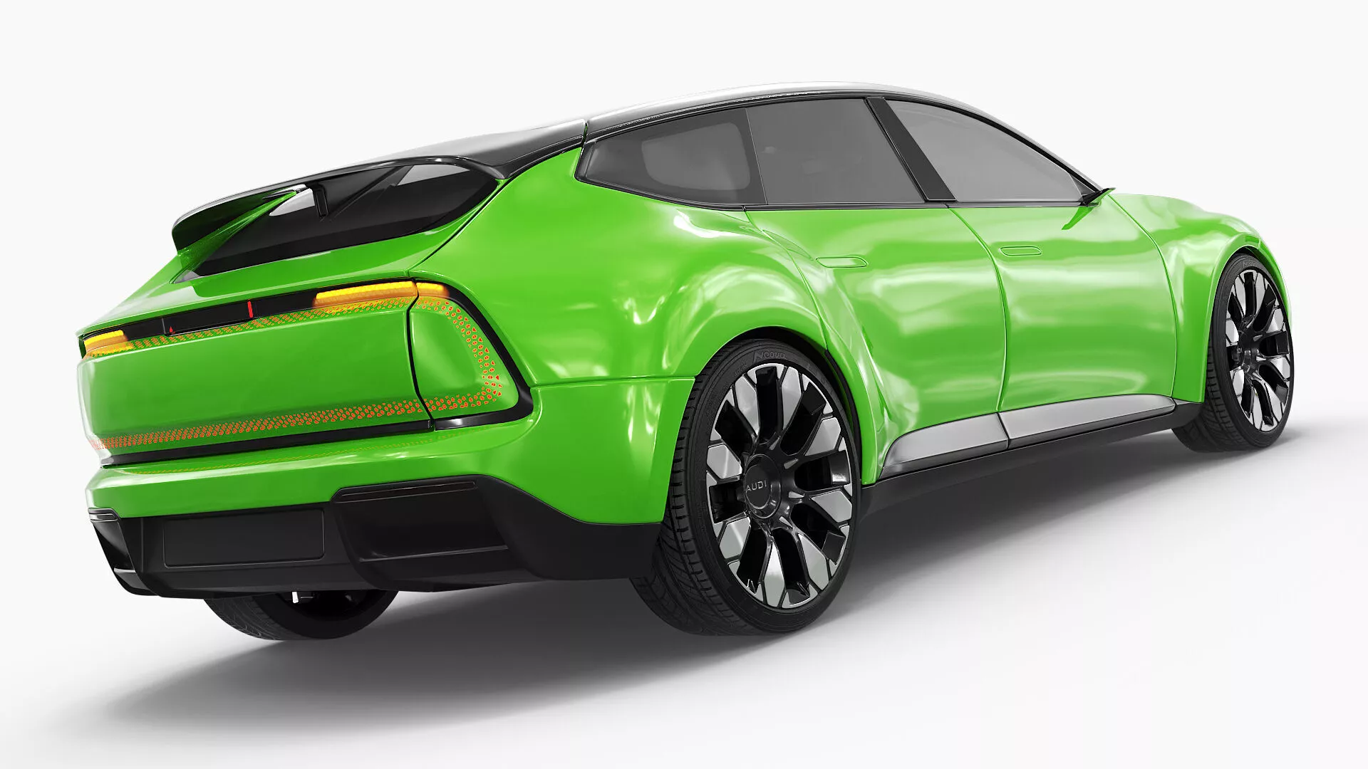 Audi E Panoramic Roof EV Green Rigged 3D model