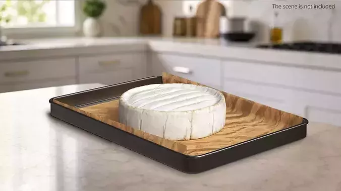 Soft Cheese Brie Wheel on Baking Tray 3D model 3