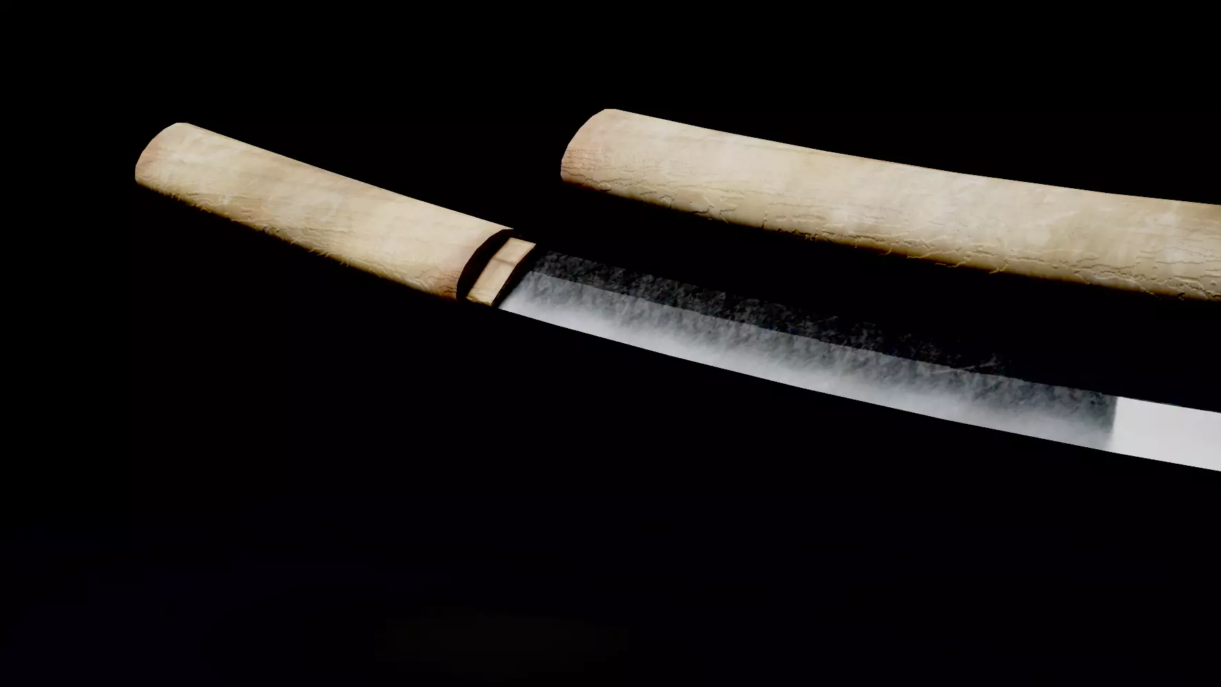 Shirasaya Japanese Weapon - Clean and Dirty low-poly 3d model Low-poly 3D model