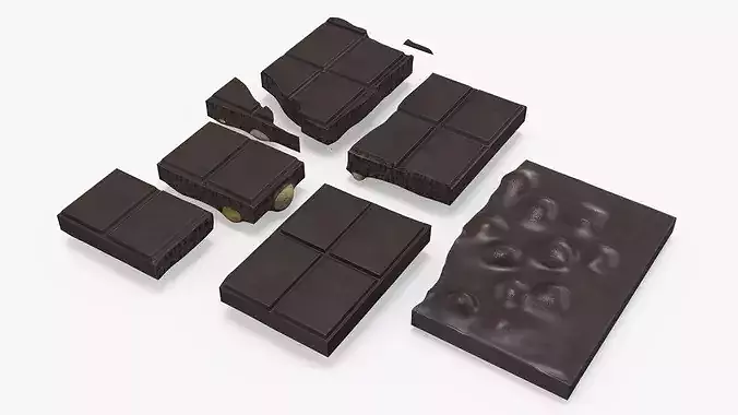 Dark Chocolate Nut Bar with Multiple Pieces 3D model