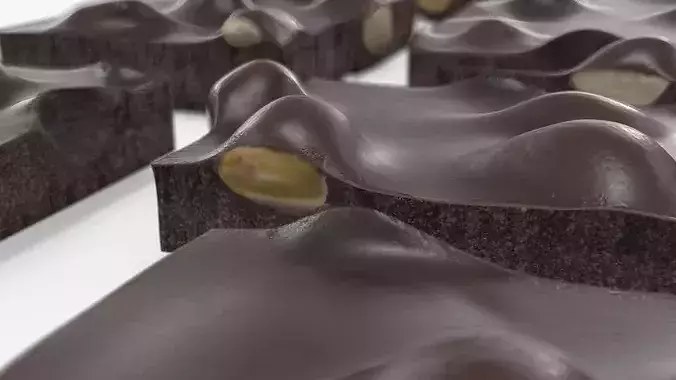 Dark Chocolate Nut Bar with Multiple Pieces 3D model 6